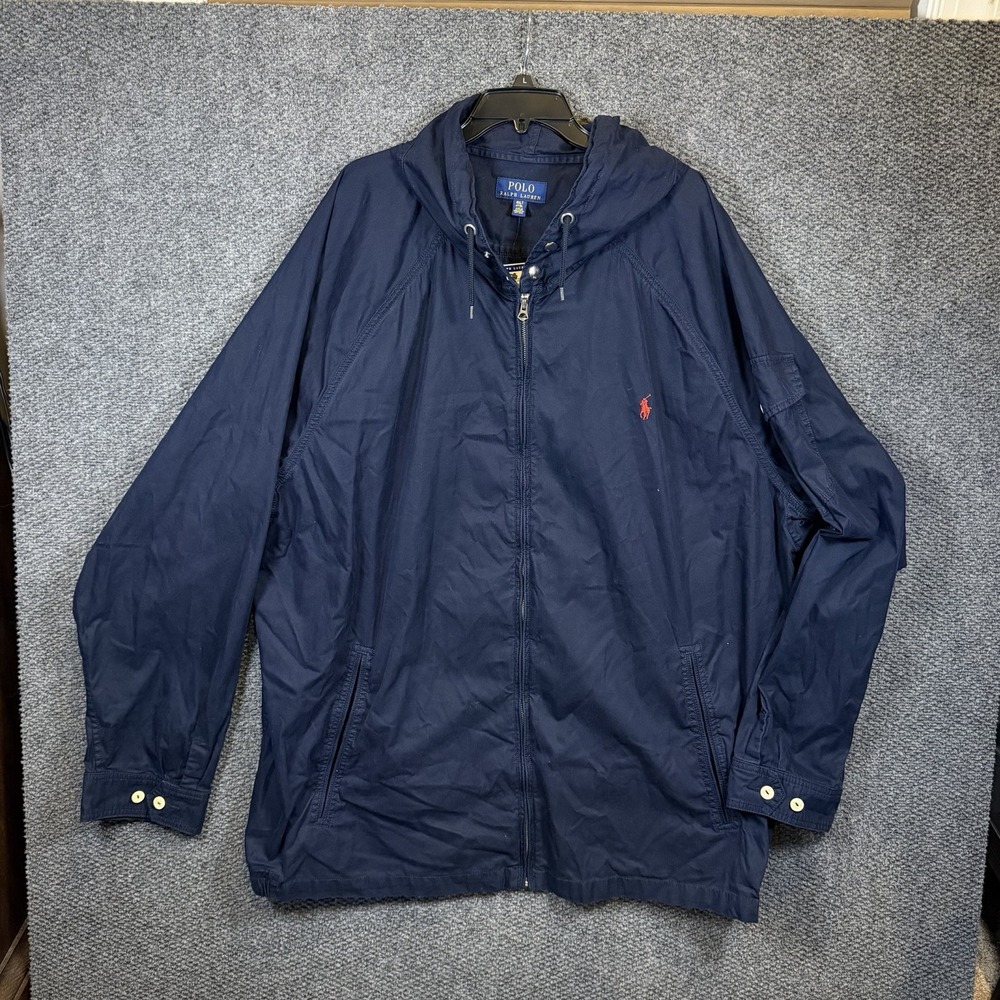 NWT Polo Ralph Lauren Men's 4XLT Aviator Navy Red Pony Full Zip Hooded Jacket